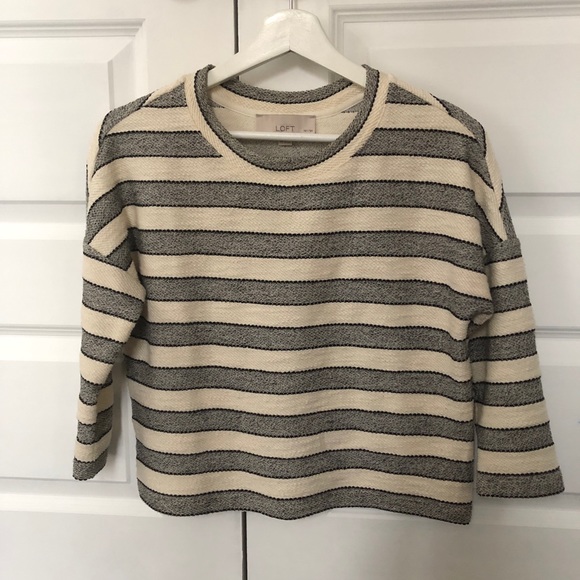 LOFT | gray and cream knit top - Picture 3 of 5